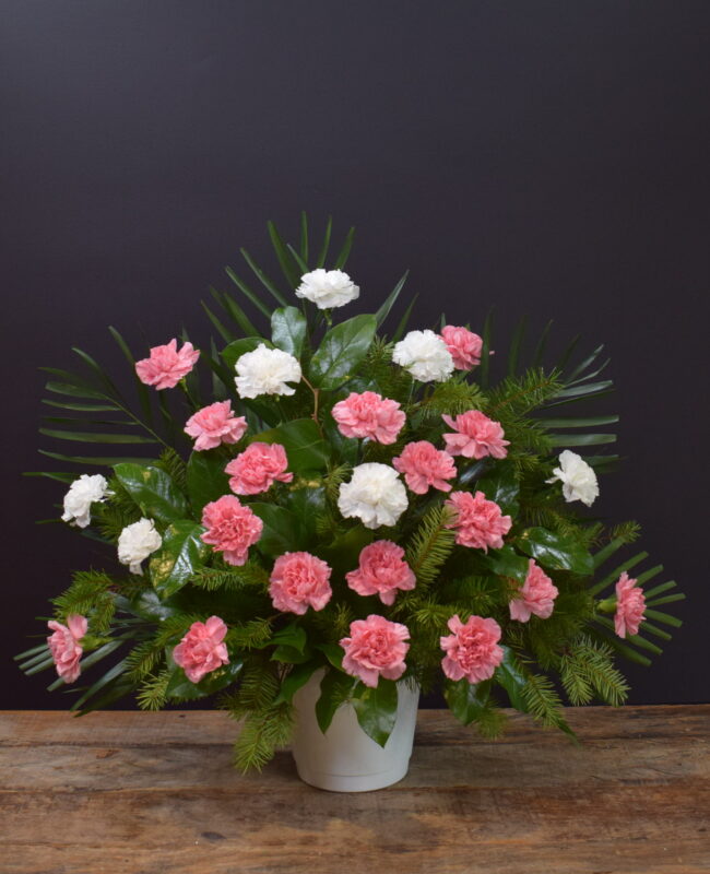 Boutique Funeral Carnation Pink And White