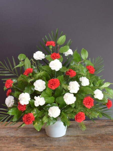 Boutique Funeral Carnations Red White