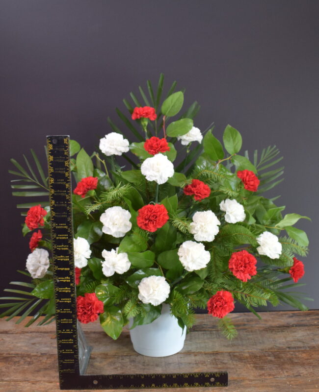 Boutique Funeral Carnations Red White