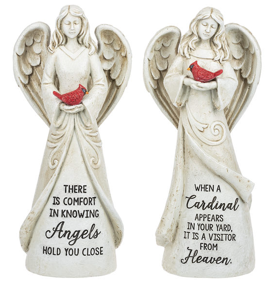 Angel Figurines Holding Cardinal