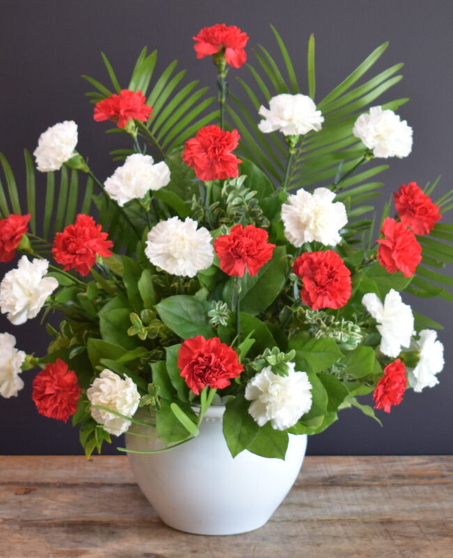 Boutique Funeral Carnation Red and White